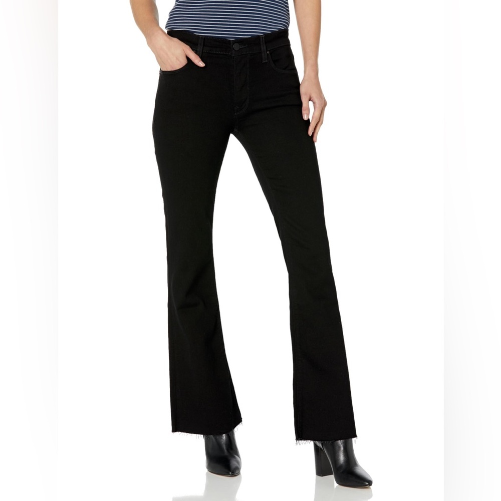 Hudson Nico Mid-Rise Bootcut Barefoot Enhance Denim Raw Hem in Black Size 28 NWT